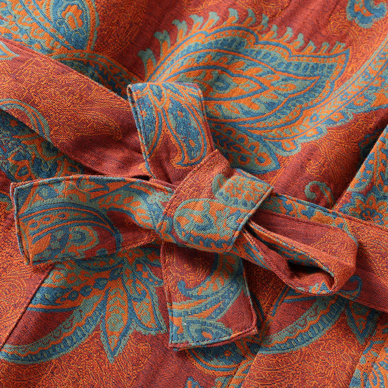 Cotton Gauze Jacquard Retro Quick-dry Bathrobe - image 3