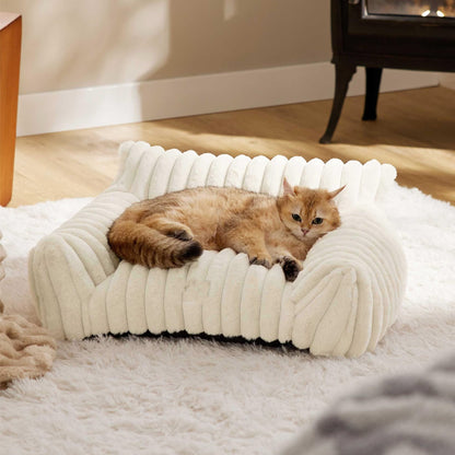 Luxurious Fluffy Cushion Pet Sofa Bed - White - M-20"W x 30"L x10"H  - image 0