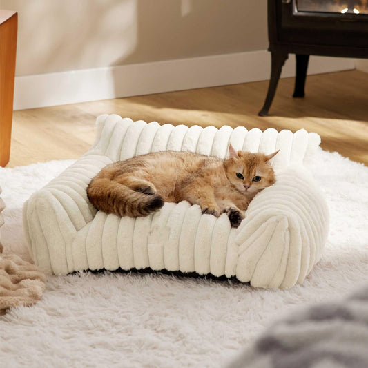 Luxurious Fluffy Cushion Pet Sofa Bed - White - M-20"W x 30"L x10"H  - image 0