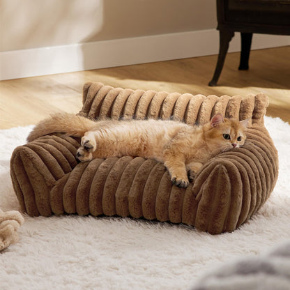 Luxurious Fluffy Cushion Pet Sofa Bed - Espresso - M-20"W x 30"L x10"H  - image 5