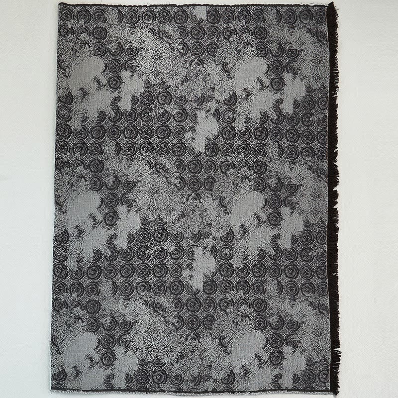 Vintage Yarn-dyed Lace Pattern Cotton Blanket - Carbon Black - 55'' x 75'' - image 7