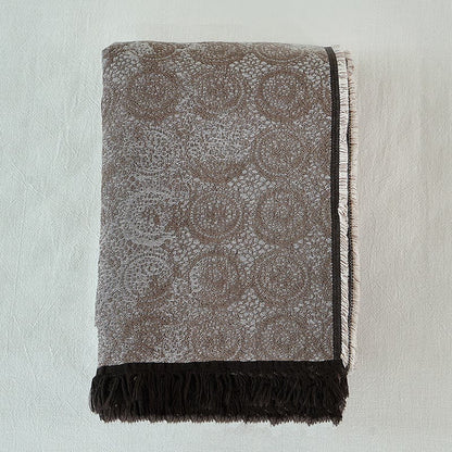 Vintage Yarn-dyed Lace Pattern Cotton Blanket - Espresso - 55'' x 75'' - image 4