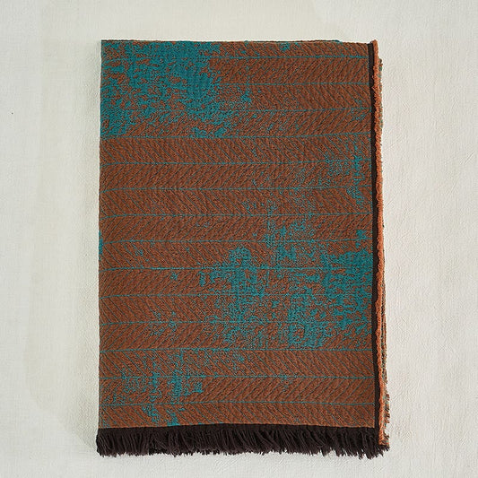 Retro Yarn-dyed Pure Cotton Tassel Blanket - Green - 55'' x 75'' - image 0