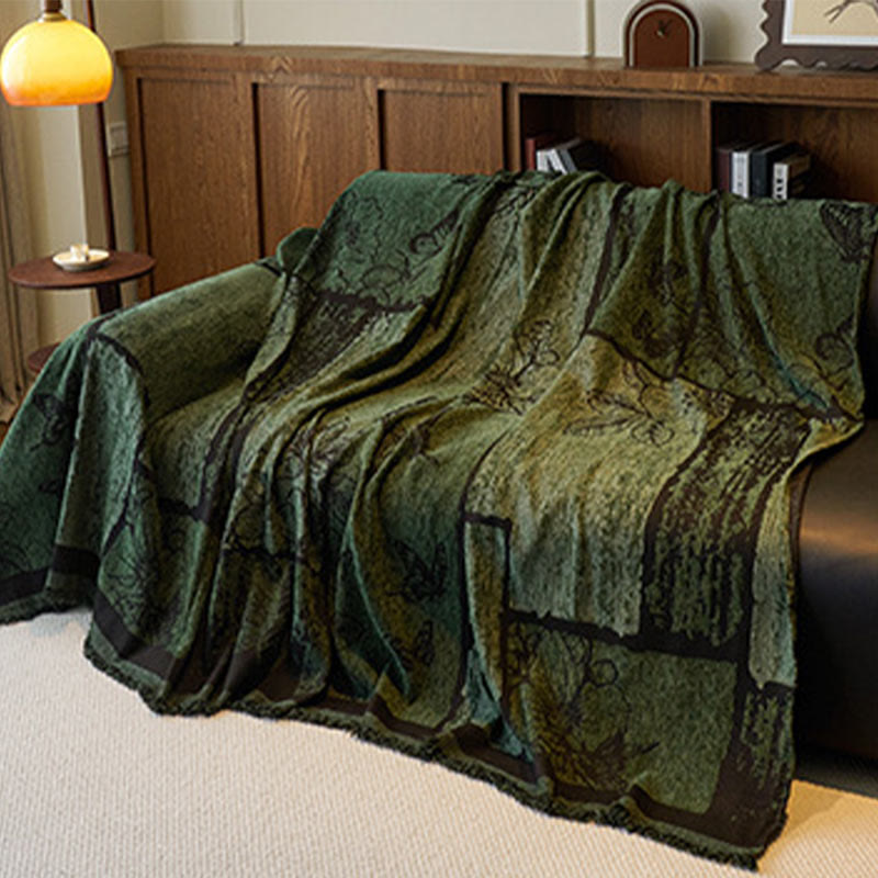 Chenille Vintage Art Plants Floral Couch Cover - image 6