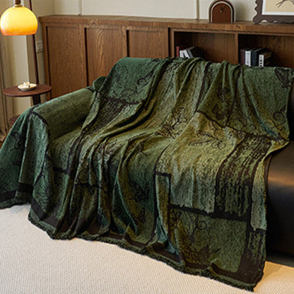 Chenille Vintage Art Plants Floral Couch Cover - image 6