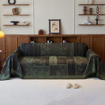 Chenille Vintage Art Plants Floral Couch Cover - image 7