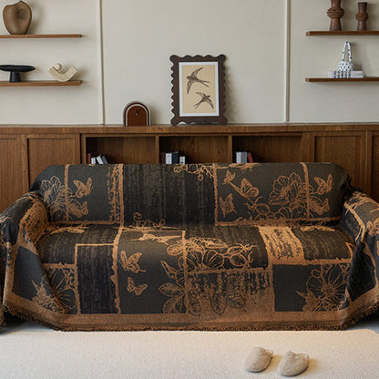 Chenille Vintage Art Plants Floral Couch Cover - image 3