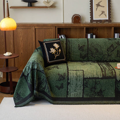 Chenille Vintage Art Plants Floral Couch Cover - B - 70.87" x  181.10" - image 5