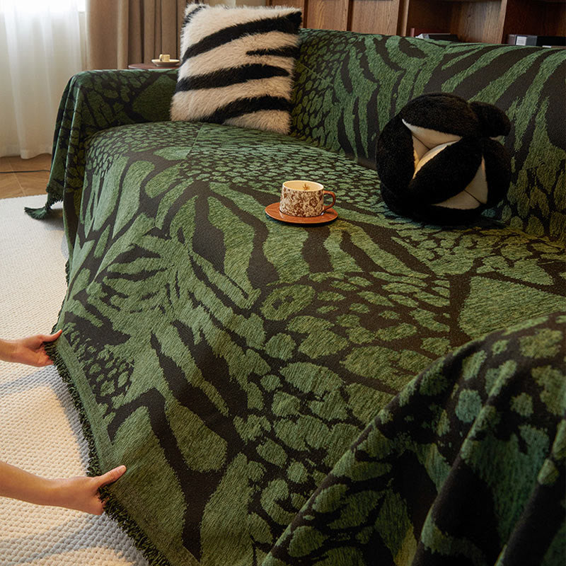 Chenille Vintage Art Plants Floral Couch Cover - image 15