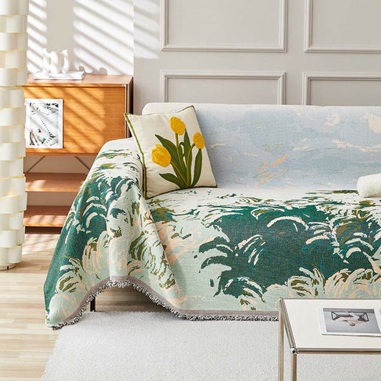 Retro Painting Style Plant Sofa Cover - 70.87" x  165.35" - image 0