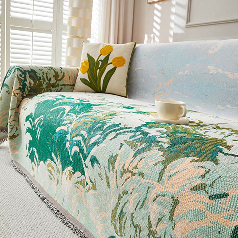 Retro Painting Style Plant Sofa Cover - image 1