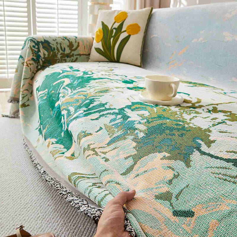 Retro Painting Style Plant Sofa Cover - image 5