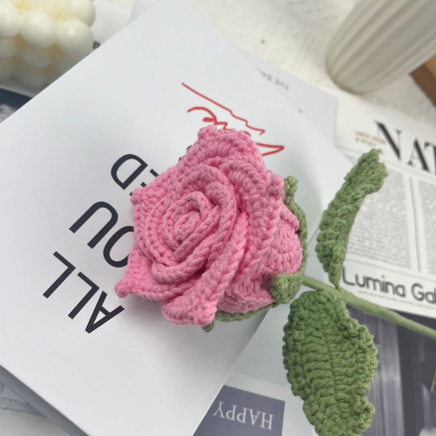 Hand-woven Bright Rose Bouquet Ornament - B - 12PCS - 2.36"W x 2.36"L x 15.75"H - image 12