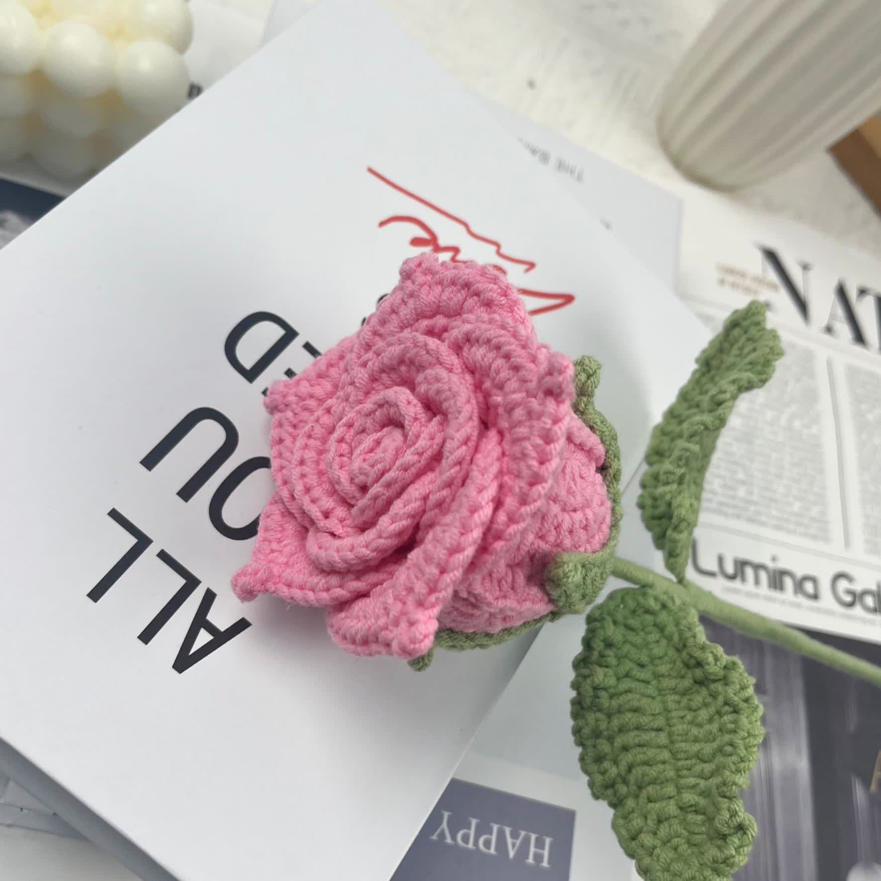 Hand-woven Bright Rose Bouquet Ornament - B - 12PCS - 2.36"W x 2.36"L x 15.75"H - image 12