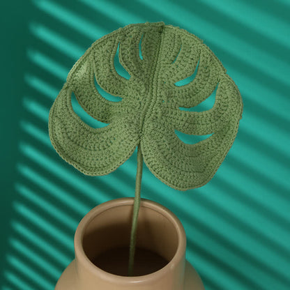 Hand-woven Knitted Yarn Monstera Leaf - B - 4PCS -  15.75"H - image 3