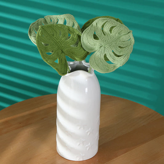 Hand-woven Knitted Yarn Monstera Leaf - A&B - 4PCS -  15.75"H - image 0