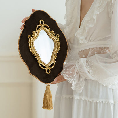 French Vintage Ornate Vanity Tassel Wall Mirror - image 1