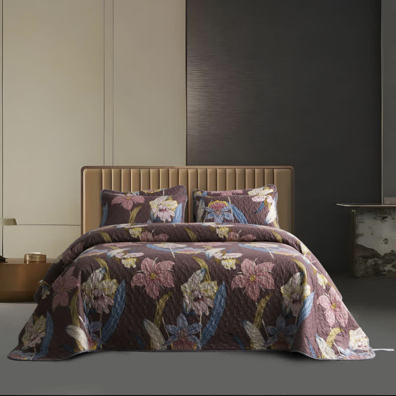 Vintage Lily Quilted Breathable Bedding Set(3PCS) - King - image 0