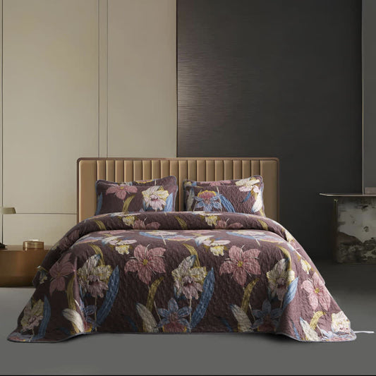 Vintage Lily Quilted Breathable Bedding Set(3PCS) - King - image 0