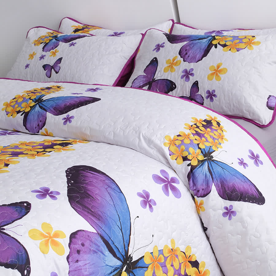 Rural Butterfly Quilted Bedding Set(3PCS) - image 3