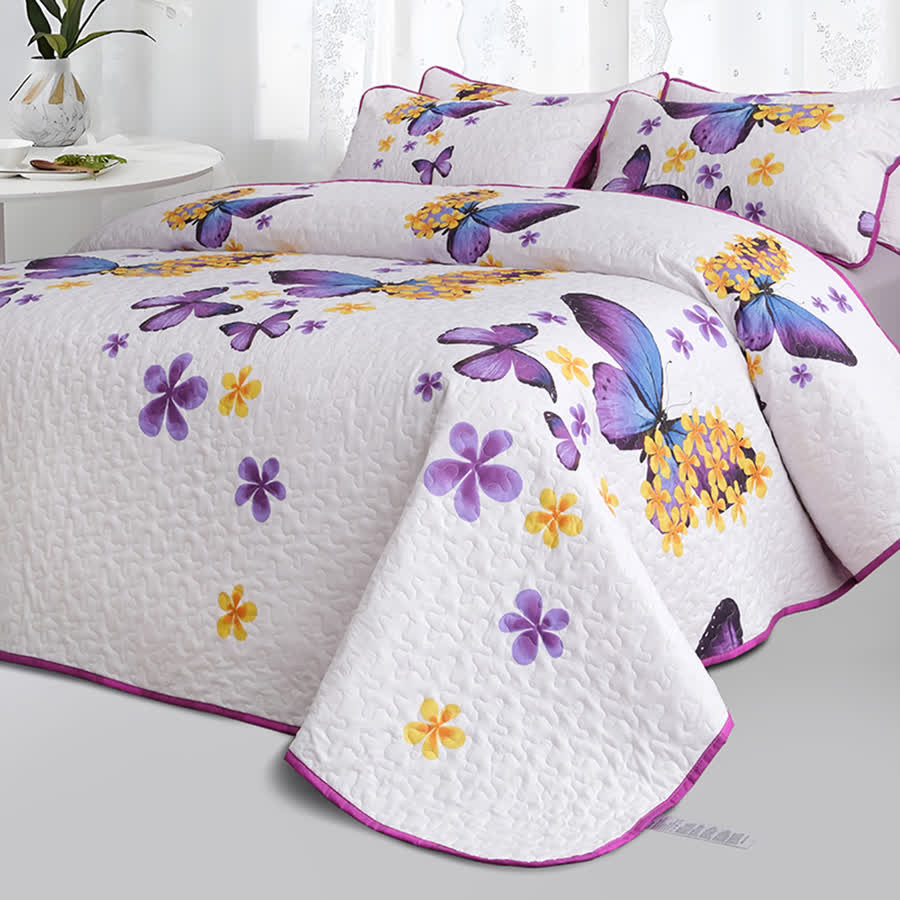 Rural Butterfly Quilted Bedding Set(3PCS) - image 2