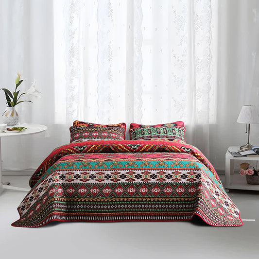 Bohemian Geometric Quilted Breathable Bedding Set(3PCS) - King - image 0