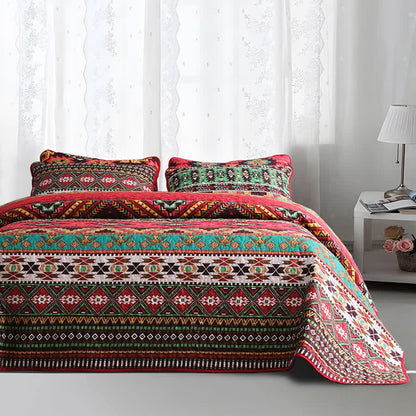 Bohemian Geometric Quilted Breathable Bedding Set(3PCS) - image 2