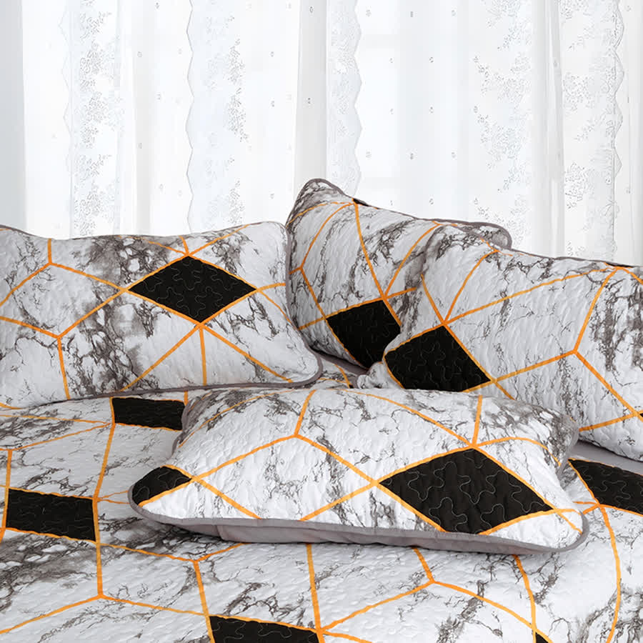 Marble Geometric Breathable Quilted Bedding Set(3PCS) - image 6