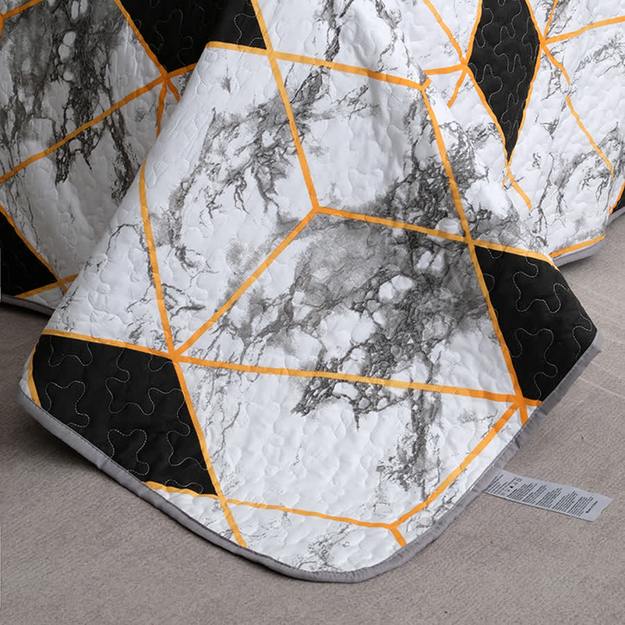 Marble Geometric Breathable Quilted Bedding Set(3PCS) - image 8