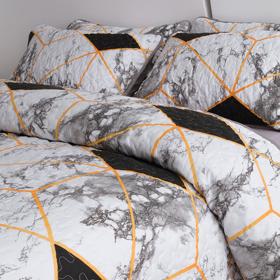 Marble Geometric Breathable Quilted Bedding Set(3PCS) - image 5