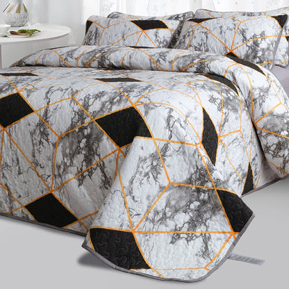 Marble Geometric Breathable Quilted Bedding Set(3PCS) - image 4