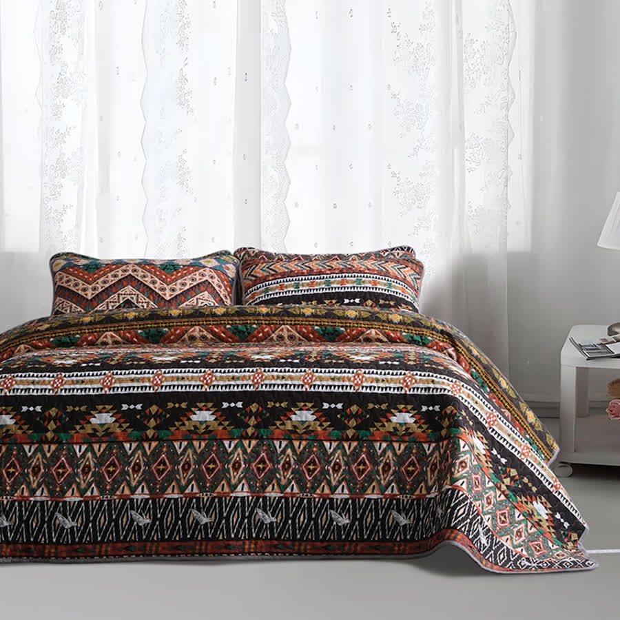 Bohemian Quilted Breathable Soft Bedding Set(3PCS) - image 2