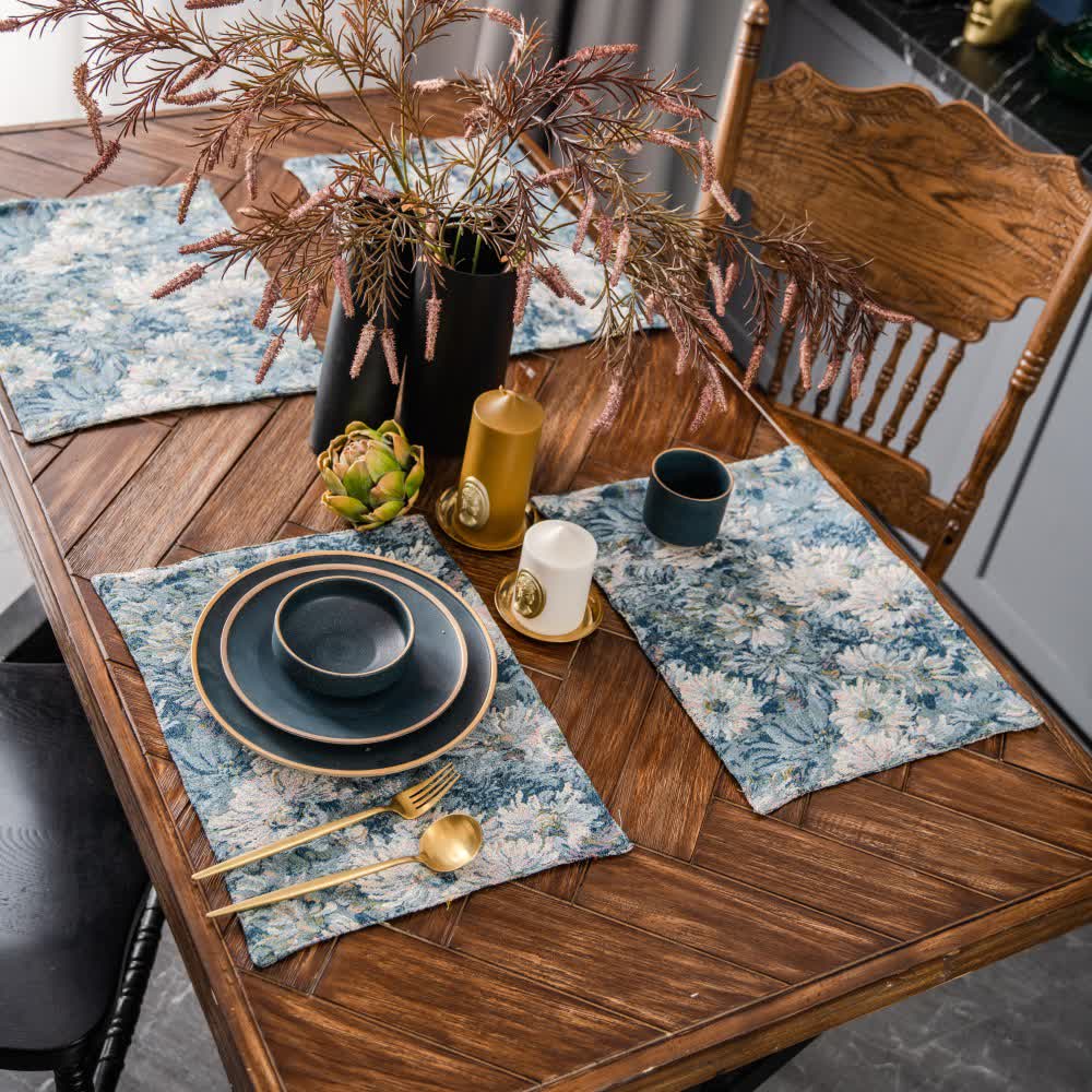 Jacquard Floral Heat Resistant Placemat Set(4PCS) - As picture - 12.59"W x 17.72"L x 0.39"H - image 0