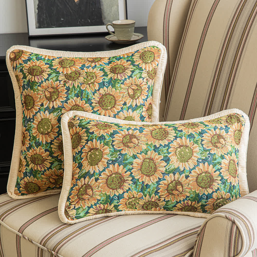 Pastoral Sunflower Decorative Pillowcase - As picture - Set ( 2 Sizes) - image 0
