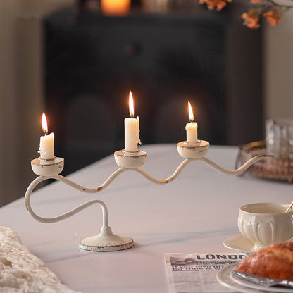 Retro Iron Branch Shape Table Candle Holder Ornament - Retro White - 18.5"L x 3.54"D x 6.3"H - image 0
