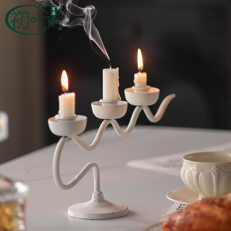 Retro Iron Branch Shape Table Candle Holder Ornament - White - 18.5"L x 3.54"D x 6.3"H - image 2
