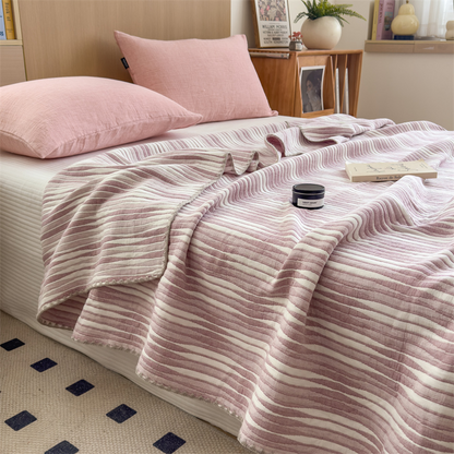 Cotton Gauze Striped Breathable Comfy Quilt - image 39