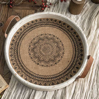 Retro Bohemian Style Wood Round Tray - image 3