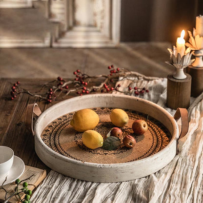 Retro Bohemian Style Wood Round Tray - image 2