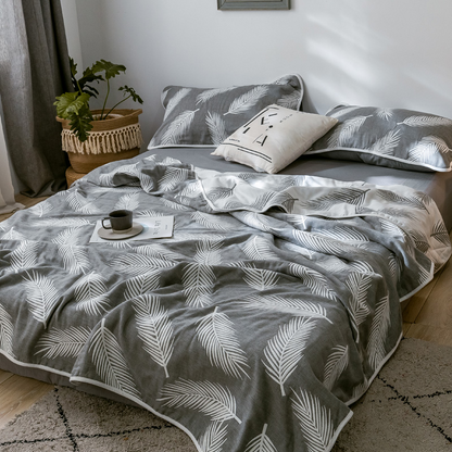 Six Layers Gauze Breathable Comfy Quilt - Gray - Queen - image 0