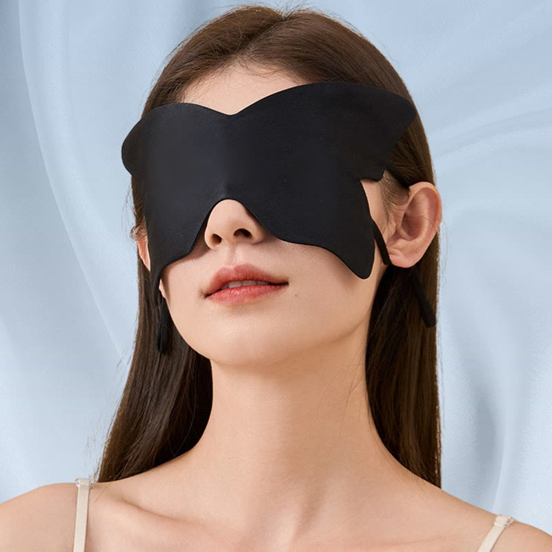Butterfly Shaped Double-sided Silk Eye Mask - Black - 1PC - 9" x 4" - image 1