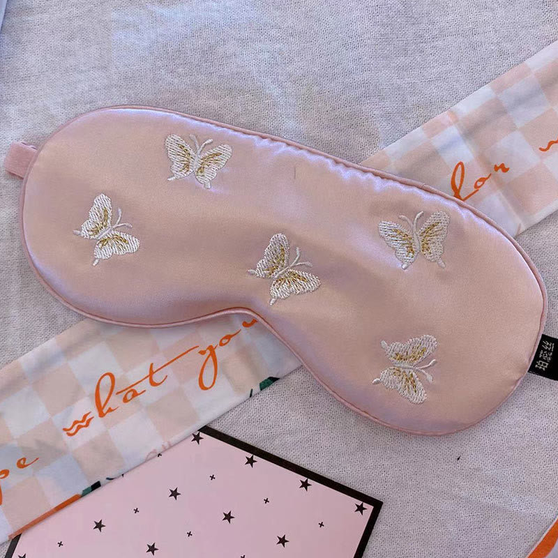 Embroidered Silk Breathable Blackout Eye Mask - B - 1PC - 8" x 3" - image 1