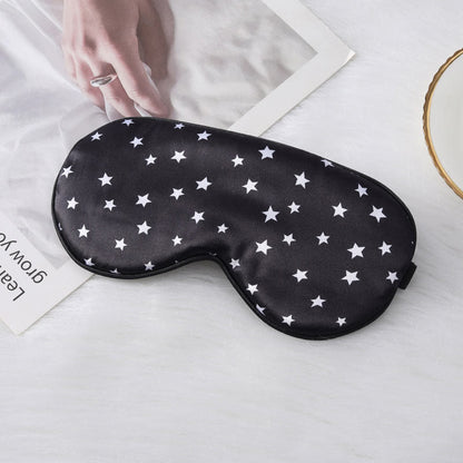 Star Imitation Silk Sleep Eye Mask - Black - 1PC - 8" x 3" - image 2