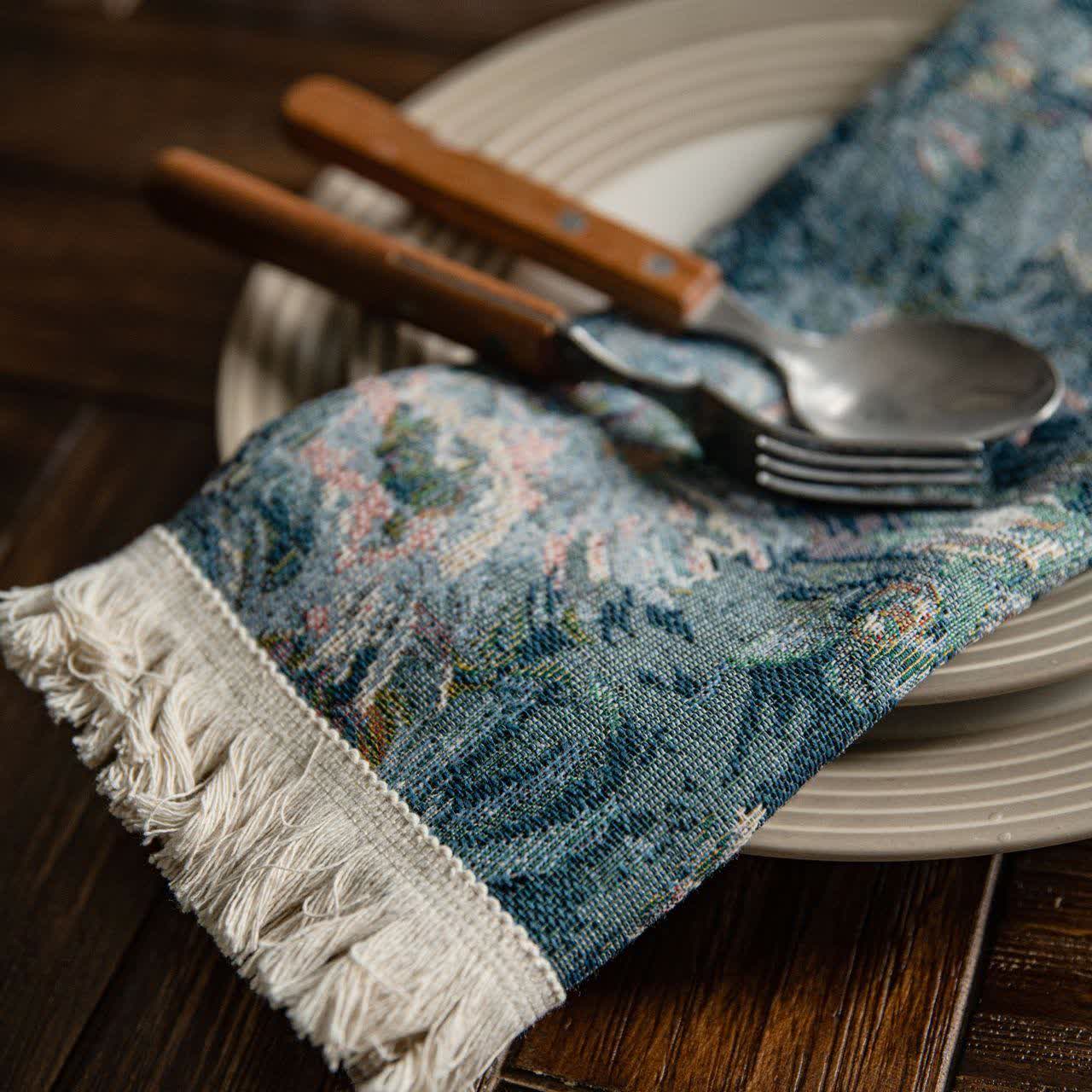 Jacquard Oil-painting Sunflower Tassel Placemat - image 3