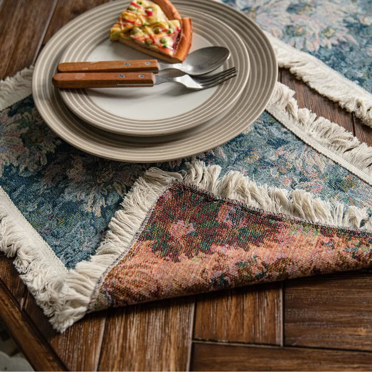 Jacquard Oil-painting Sunflower Tassel Placemat - image 2