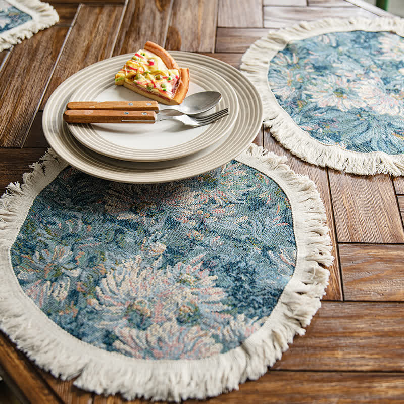 Jacquard Oil-painting Sunflower Tassel Placemat - image 4