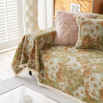 Tassel Cotton Linen Pastoral Couch Slipcover - image 9