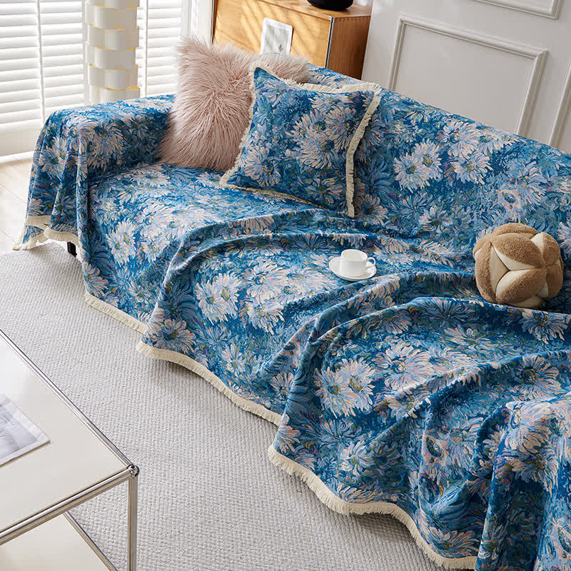 Tassel Cotton Linen Pastoral Couch Slipcover - image 2