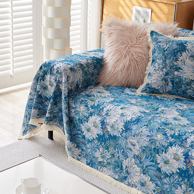 Tassel Cotton Linen Pastoral Couch Slipcover - image 4