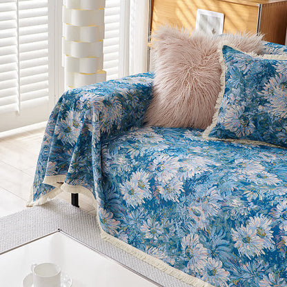 Tassel Cotton Linen Pastoral Couch Slipcover - image 4